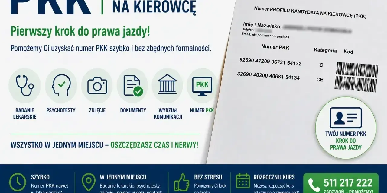 Pierwszy krok do prawa jazdy! Pomożemy Ci uzyskać numer PKK szybko i bez formalności. Wszystko w jednym miejscu, by ułatwić Ci drogę do zdobycia uprawnień.