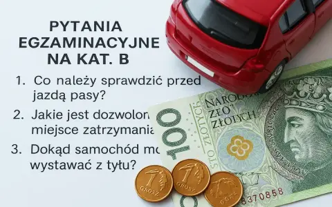 Pytania egzaminacyjne na kat. B, czerwony samochodzik, banknot 100 zł i grosze. Zastanawiasz się, ile teraz kosztuje prawo jazdy?