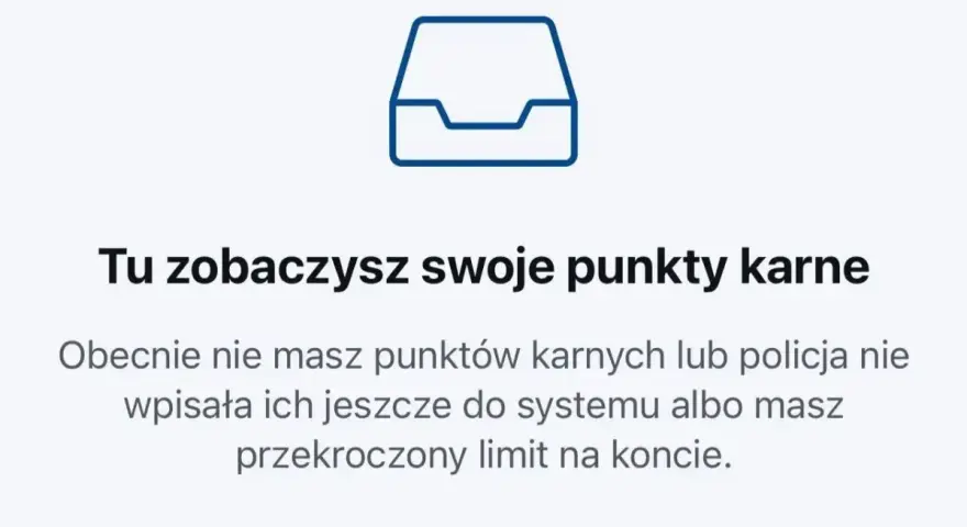 Ikona folderu i tekst informujący, że nie masz punktów karnych, lub policja nie wpisała ich jeszcze do systemu. Sprawdź, ile punktów za przekroczenie prędkości masz na koncie.