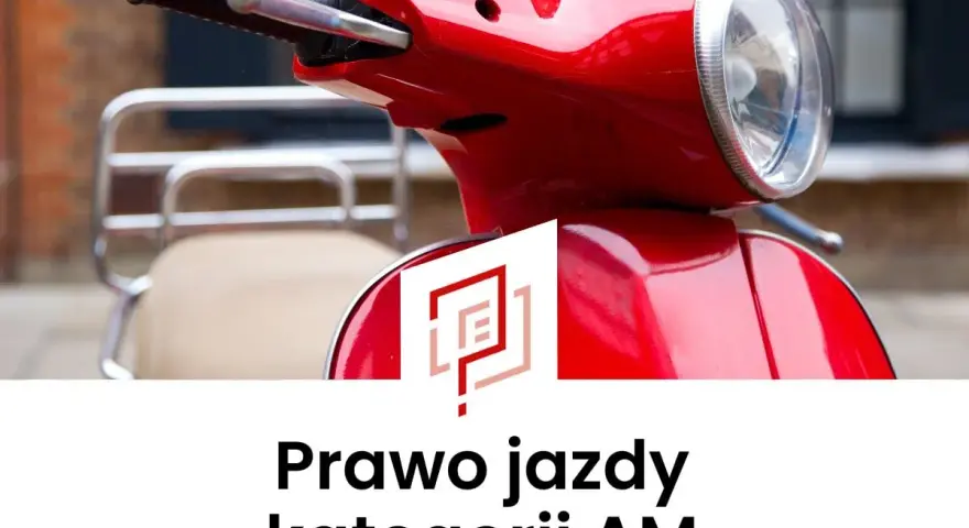 Czerwony skuter, symbol wolności i miejskiej mobilności. Posiadanie karty motorowerowej kategorii AM otwiera drzwi do niezależności.